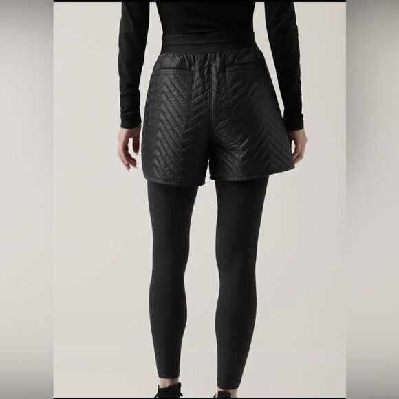 Athleta Apres Quilted Ski Shorts Abalone Grey Size 10 NWT $89 Drawstring Waist - Picture 11 of 11